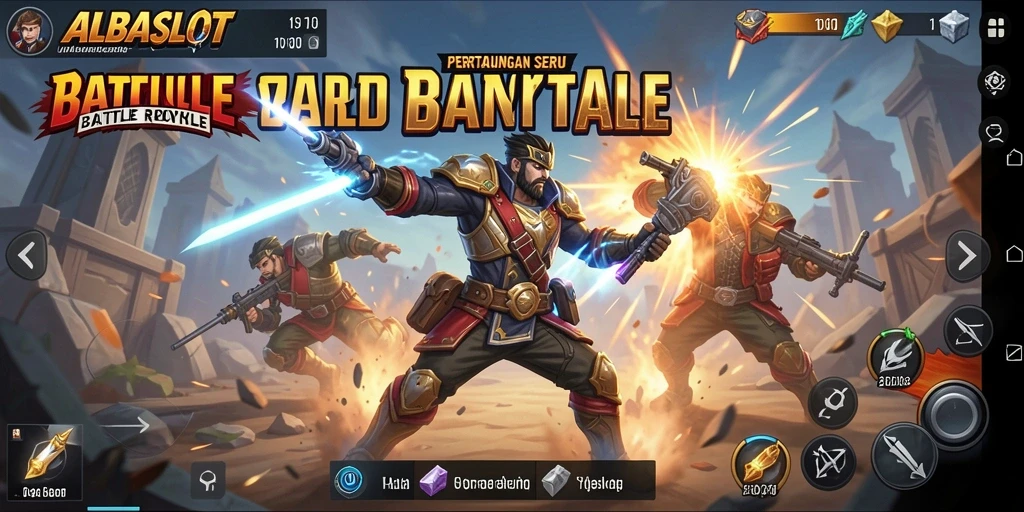 Gameplay seru ALBASLOT dalam arena Battle Royale yang mendebarkan.