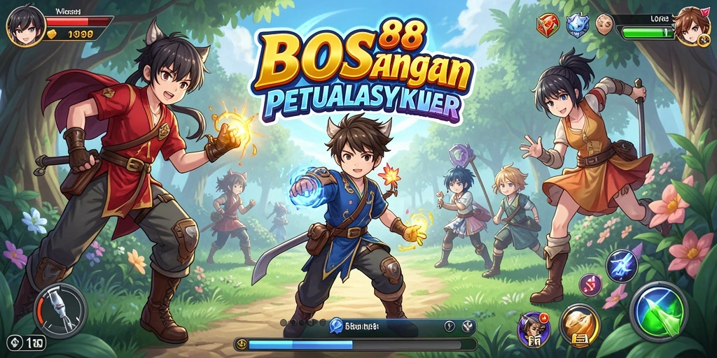 Screenshot dari gameplay BOS88 menunjukkan aksi karakter anime yang mengesankan.