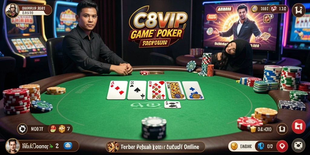 Tampilan gameplay poker yang menarik dan seru di C8VIP.