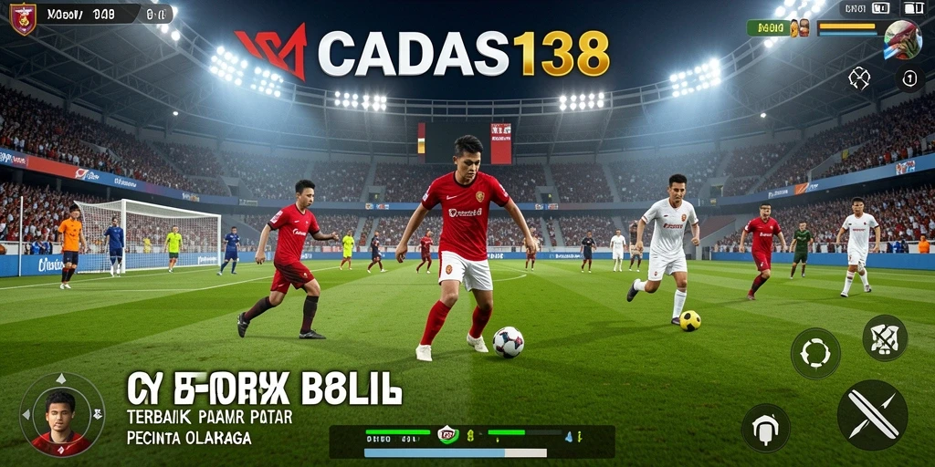 Tangkapan layar gameplay menampilkan aksi seru dalam pertandingan sepak bola.