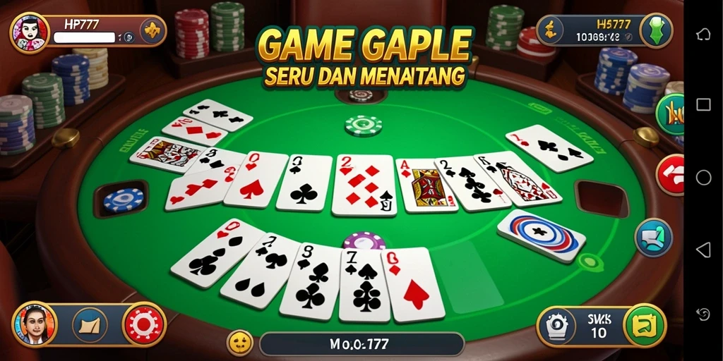 Screenshot gameplay HP777 yang mendebarkan dengan fitur Gaple.
