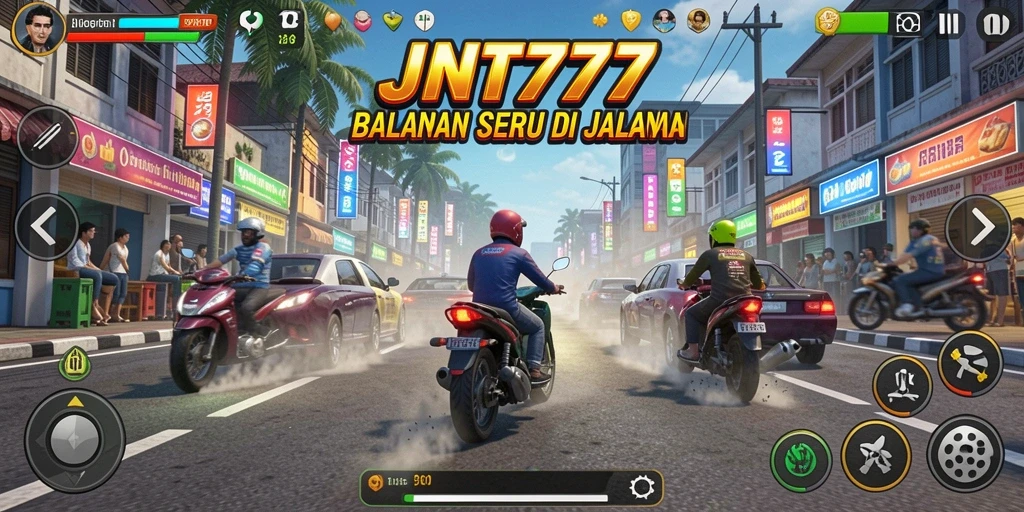 Gameplay JNT777 yang seru dan mendebarkan saat balapan.