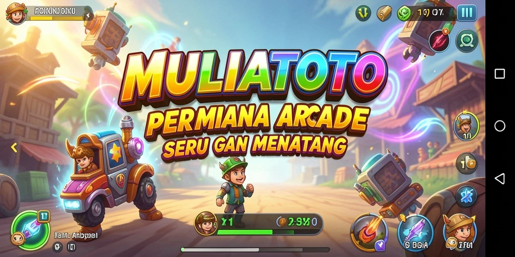 Tampilan gameplay seru dari MULIATOTO dengan warna-warna cerah.